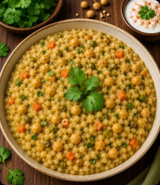 Bowl of Jowar Chana Khichdi with sorghum, chickpeas, and lentils