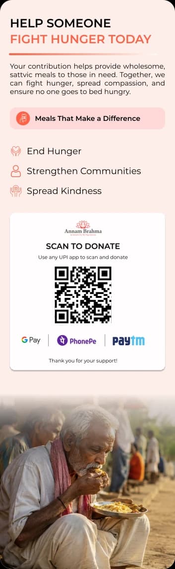 Help someone fight hunger today — scan the Annam Brahma QR code to open the donation form