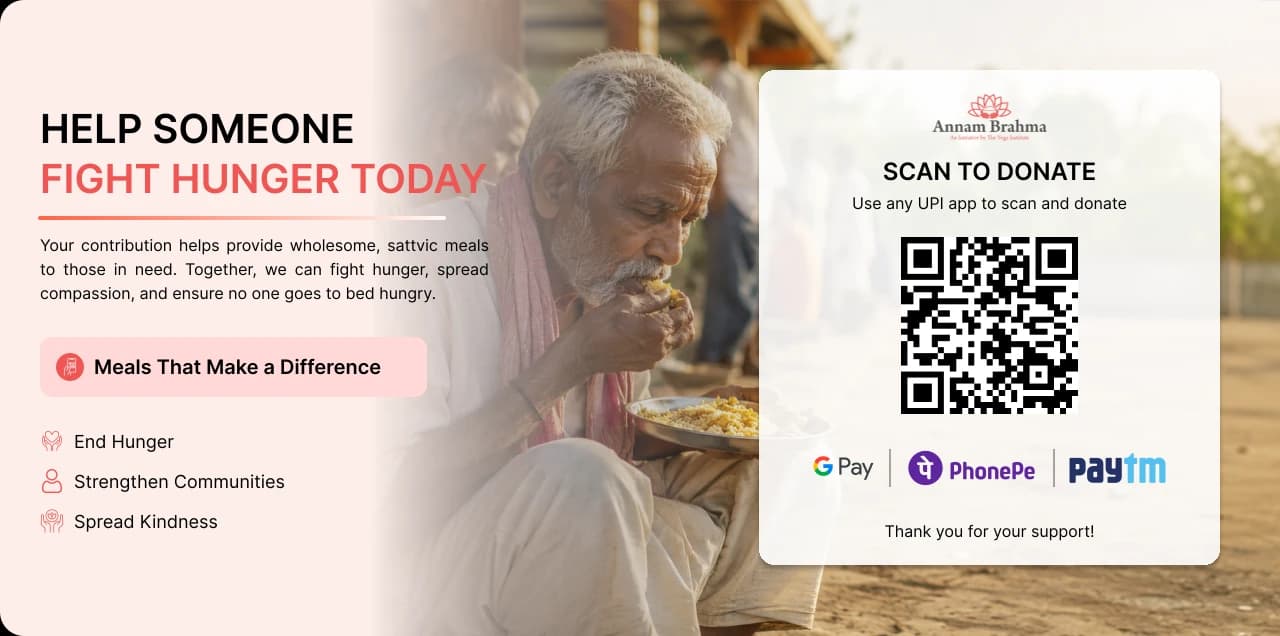 Help someone fight hunger today — scan the Annam Brahma QR code to open the donation form