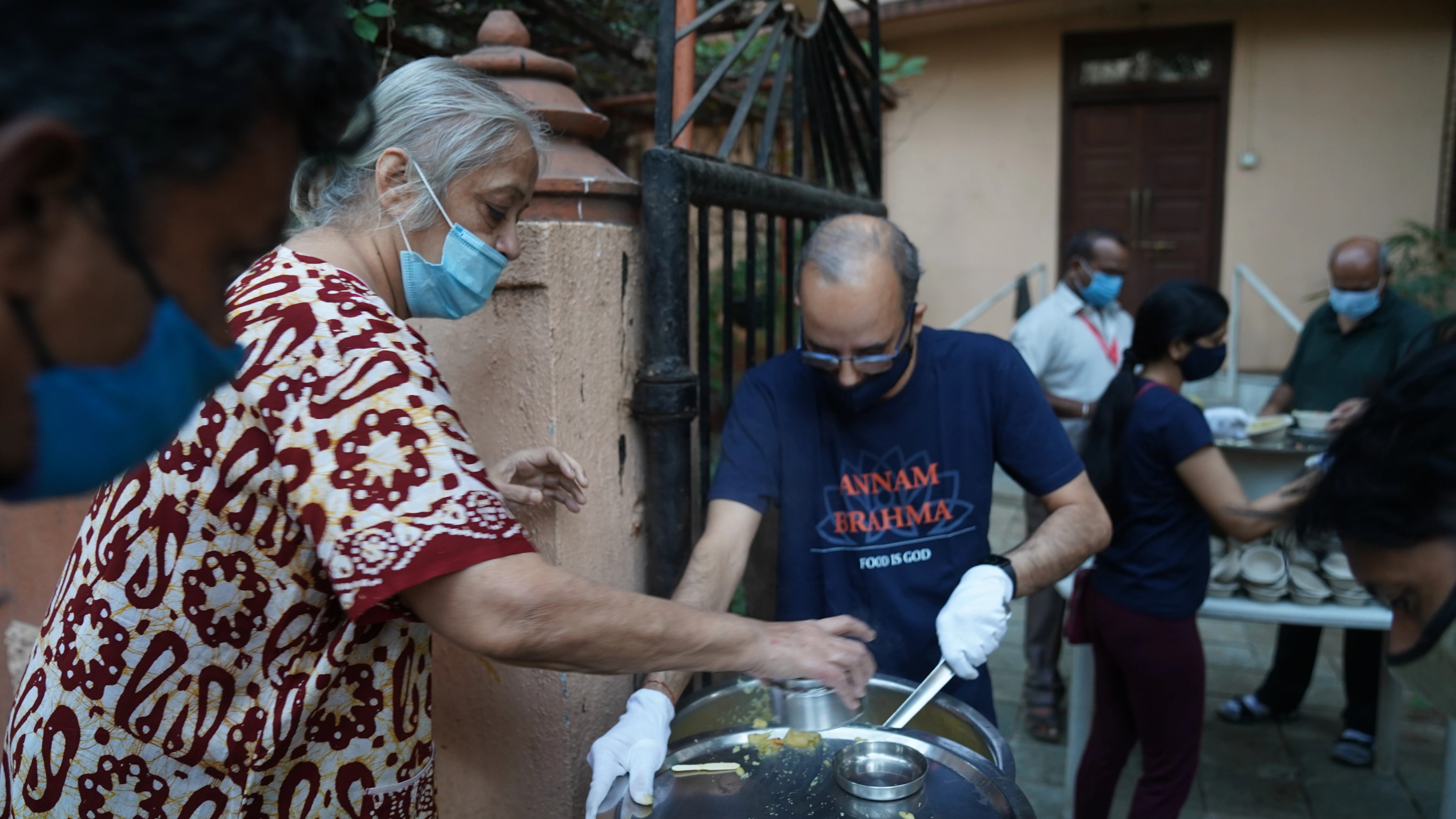 Elderly man eating