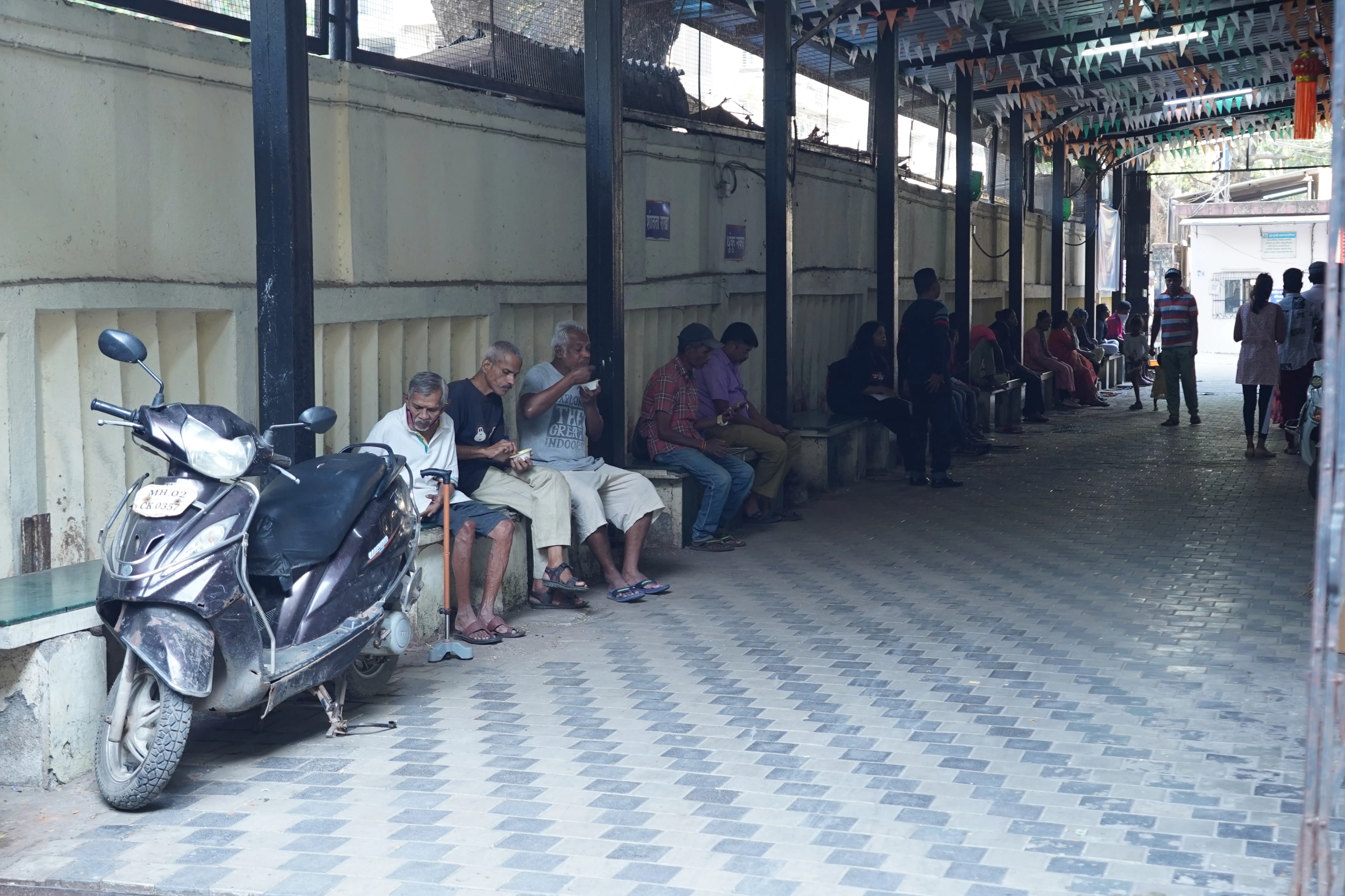 Volunteers sharing food at Annam Brahma
